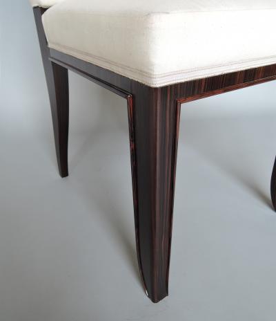 A Set of 8 Fine French Art Deco Macassar Ebony Dining Chairs by Paul Frechet