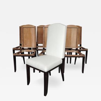 A Set of 8 Fine French Art Deco Macassar Ebony Dining Chairs by Paul Frechet