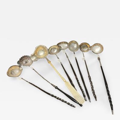 A Set of Eight silver 18th Century Toddy Ladles