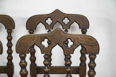 A Set of Four Gothic Revival Bobbin Turned Oak Dining Chairs