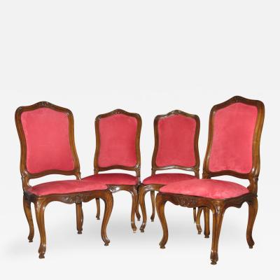 French louis xv velvet walnut side chairs