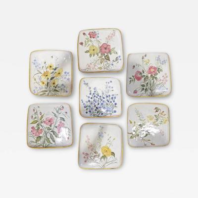 A Set of Seven 19th Century Hand Painted Florentine Glazed Terra Cotta ...