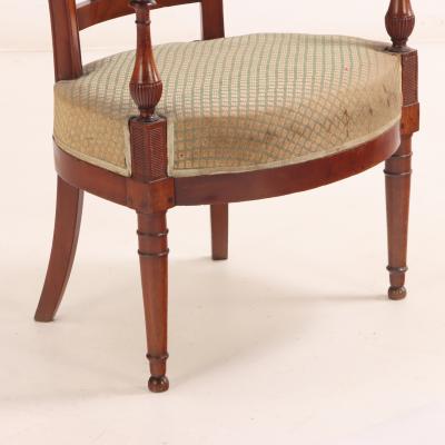 A Set of Six French Directoire Style Carved Walnut Dining Chairs 19th Century 