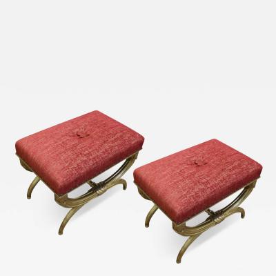 A Set of Two Louis XVI Upholstered Gilded Benches
