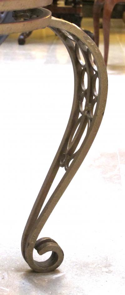 A Shapely French Art Deco Gilt Iron Circular Table with Mirrored Top