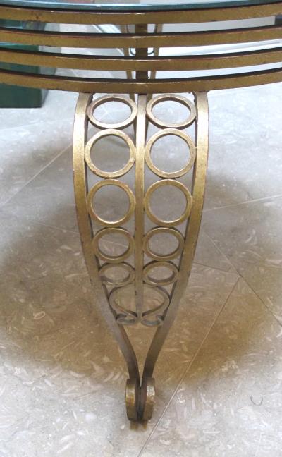 A Shapely French Art Deco Gilt Iron Circular Table with Mirrored Top