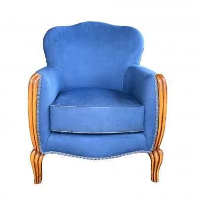 A Shapely Pair of French Art Deco Carved Beechwood Bergeres