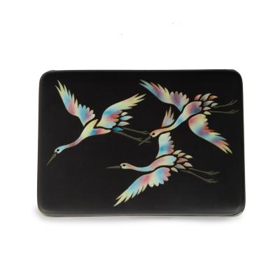 A Showa period cloisonn box with three cranes Ando Company 