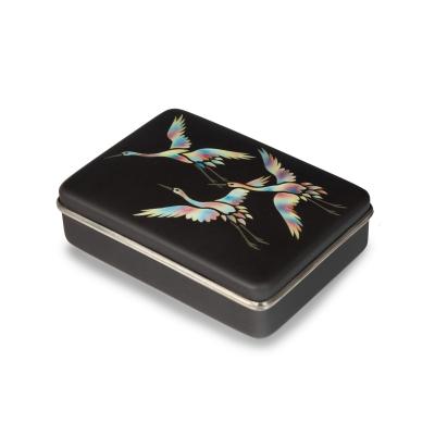 A Showa period cloisonn box with three cranes Ando Company 