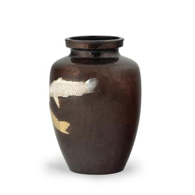 A Showa period lacquered metal vase