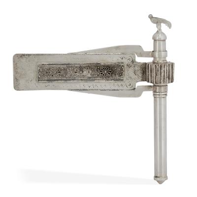 A Silver and Silver Filigree Purim Rattle with Bird Finial