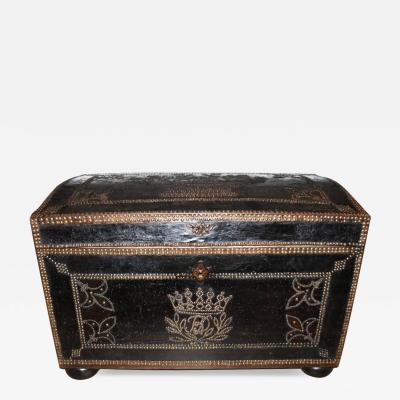 A Sizable 18th Century English Leather Bound Trunk
