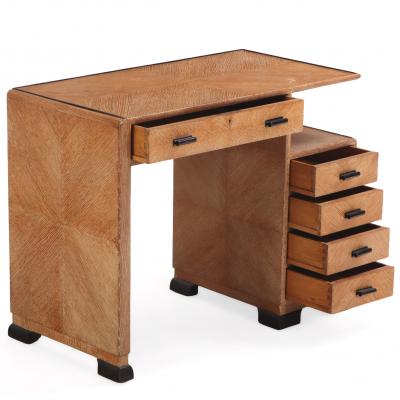 A Small English Art Deco Cerused Oak Desk C 1940 