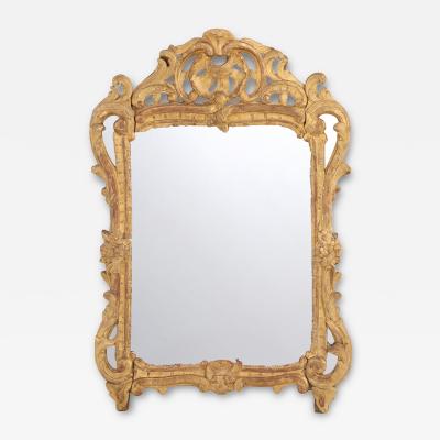 A Small French Giltwood and Carved Mirror 18th C 