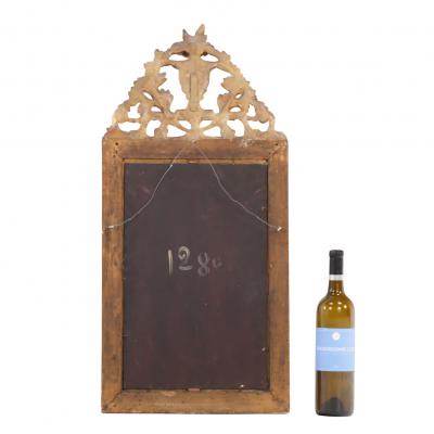 A Small French Louis XVI Painted and Gilt Carved Mirror C 1900 