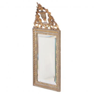 A Small French Louis XVI Painted and Gilt Carved Mirror C 1900 