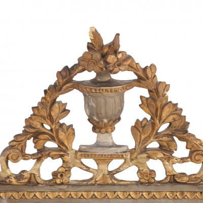 A Small French Louis XVI Painted and Gilt Carved Mirror C 1900 
