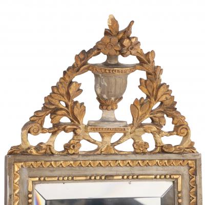 A Small French Louis XVI Painted and Gilt Carved Mirror C 1900 