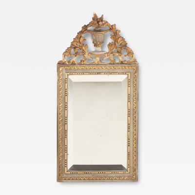 A Small French Louis XVI Painted and Gilt Carved Mirror C 1900 