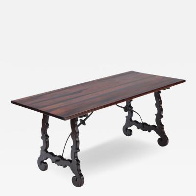 A Spanish rosewood console table with iron stretcher Circa 1900 