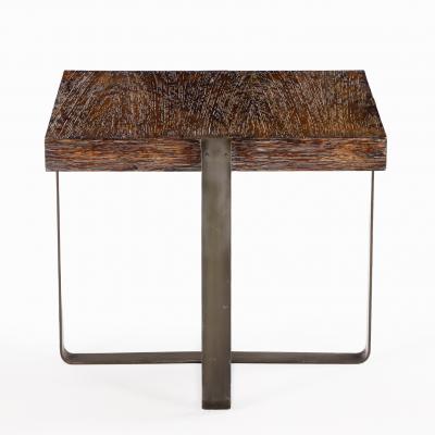 A Square Cerused Oak and Bronze End Table C 1970 