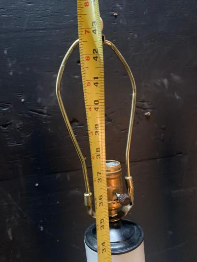 A Statuesque pair of Cased Glass Murano table lamps on Black Walnut bases