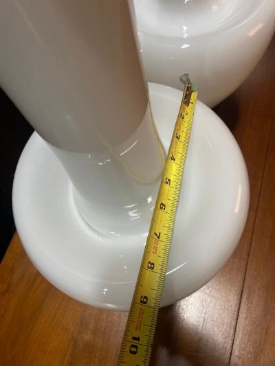 A Statuesque pair of Cased Glass Murano table lamps on Black Walnut bases