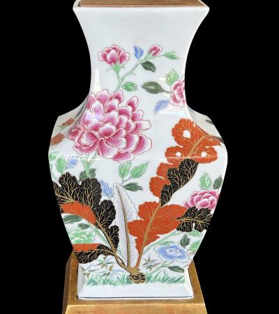 A Striking Set of Four Portuguese Imari Style Vases Now Mounted as Lamps