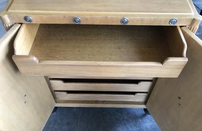 A Stylish French 1940s Sycamore 2 Door Cabinet with Pewter Mounts