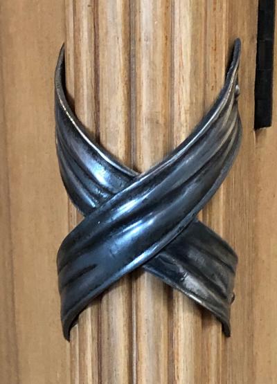 A Stylish French 1940s Sycamore 2 Door Cabinet with Pewter Mounts