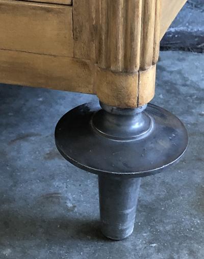 A Stylish French 1940s Sycamore 2 Door Cabinet with Pewter Mounts