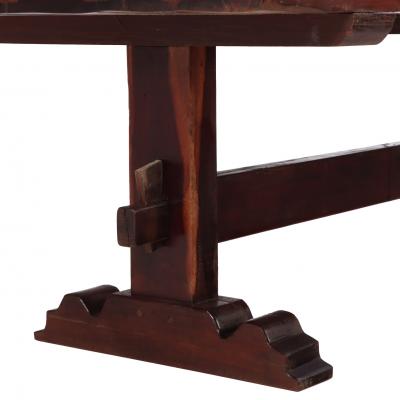 A Substantial Brazilian Trestle Table C 1920 made from a dense wood 