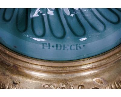 A Suite of Four Theodore Deck Ormolu Mounted Celadon Green Porcelain Lamps