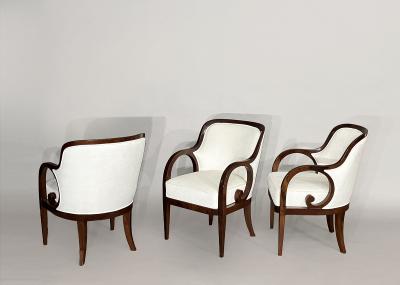 A Suite of Three Elegant Biedermeier Armchairs
