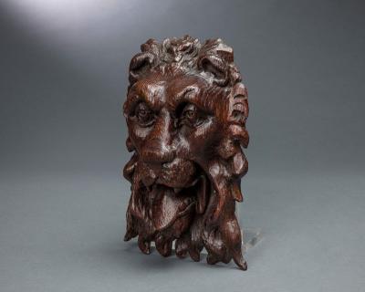 A Superb Elizabeth I Carved Oak Lion Mask Mount