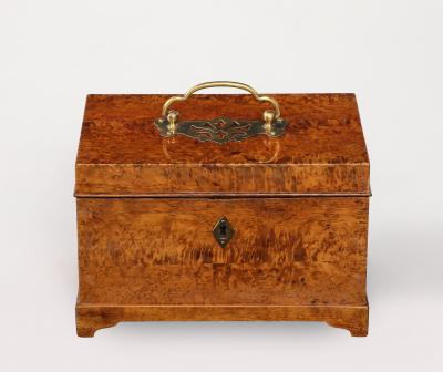 A Swedish Birchroot Box with Brass Mounts 19th Century