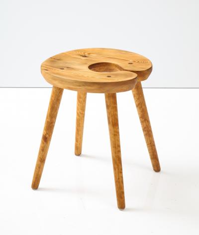 A Swedish Carved Birch and Pine Stool Circa 1960s