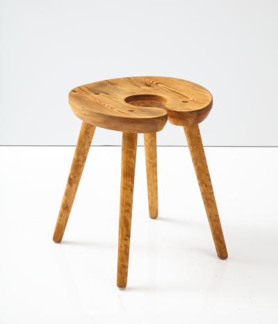 A Swedish Carved Birch and Pine Stool Circa 1960s