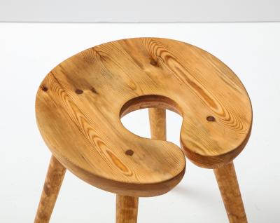 A Swedish Carved Birch and Pine Stool Circa 1960s