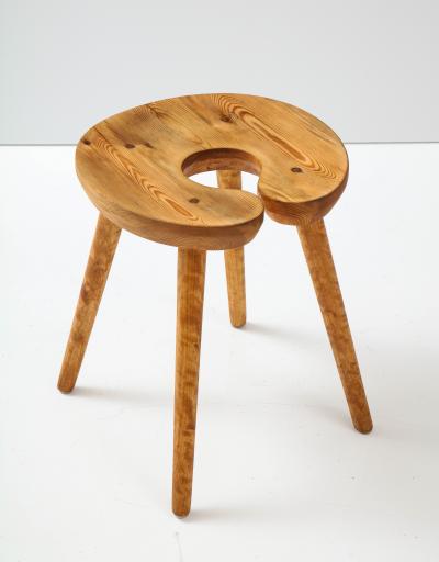 A Swedish Carved Birch and Pine Stool Circa 1960s