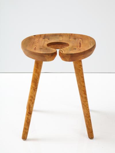 A Swedish Carved Birch and Pine Stool Circa 1960s