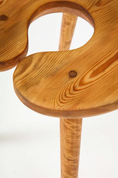 A Swedish Carved Birch and Pine Stool Circa 1960s