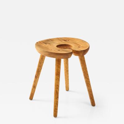 A Swedish Carved Birch and Pine Stool Circa 1960s