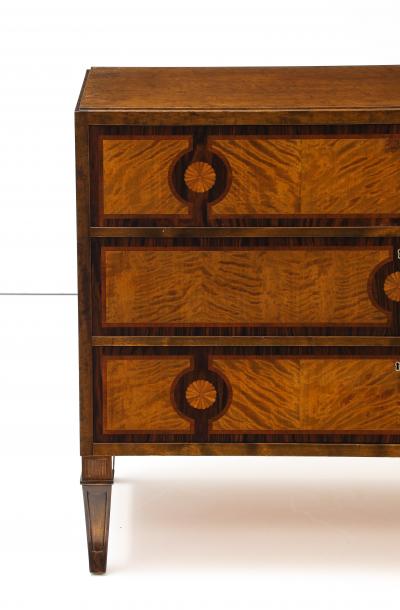 A Swedish Grace Birch and Palisander inlaid chest of drawers Circa 1930s