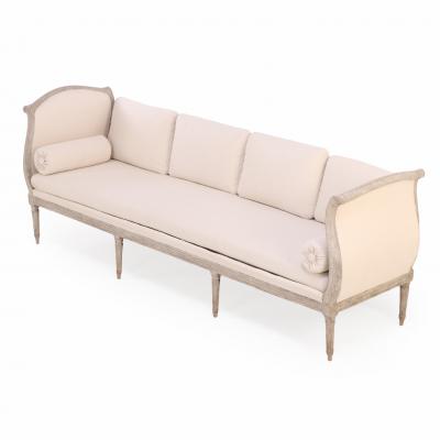 A Swedish Gustavian style painted settee daybed w cushions C 1800 