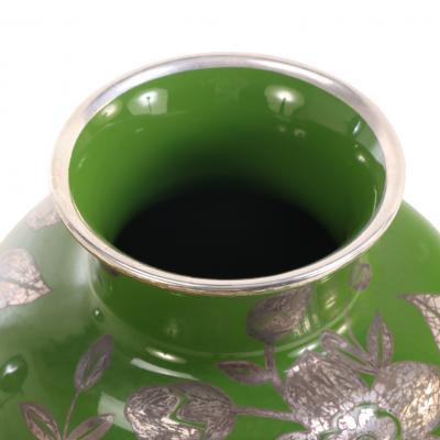 A Swedish Patinated Bronze Vase with Silver Overlay 20th C 