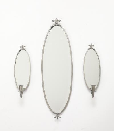 A Swedish Pewter Mirror Set CIrca 1930s