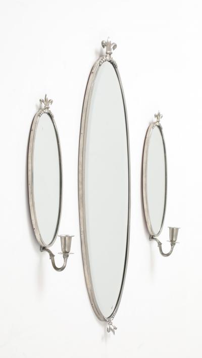 A Swedish Pewter Mirror Set CIrca 1930s