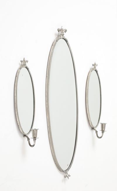 A Swedish Pewter Mirror Set CIrca 1930s