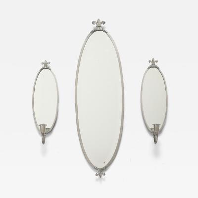 A Swedish Pewter Mirror Set CIrca 1930s